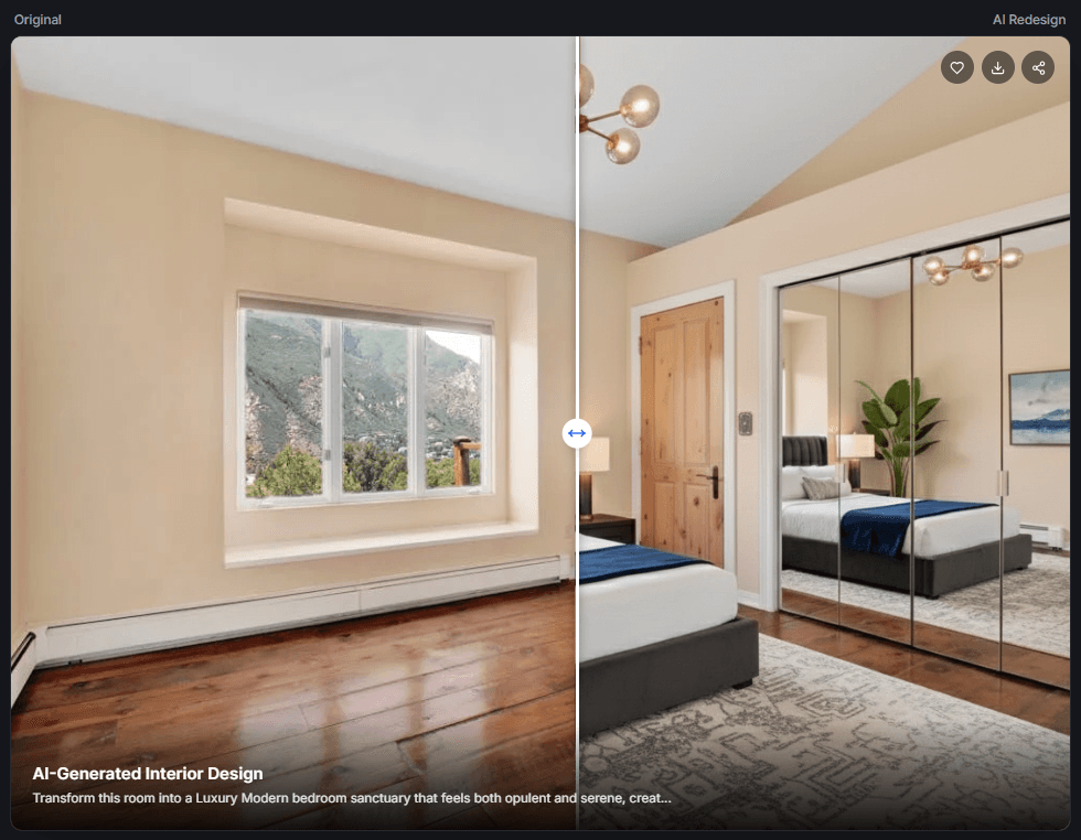 A bedroom before and after a possible renovation
